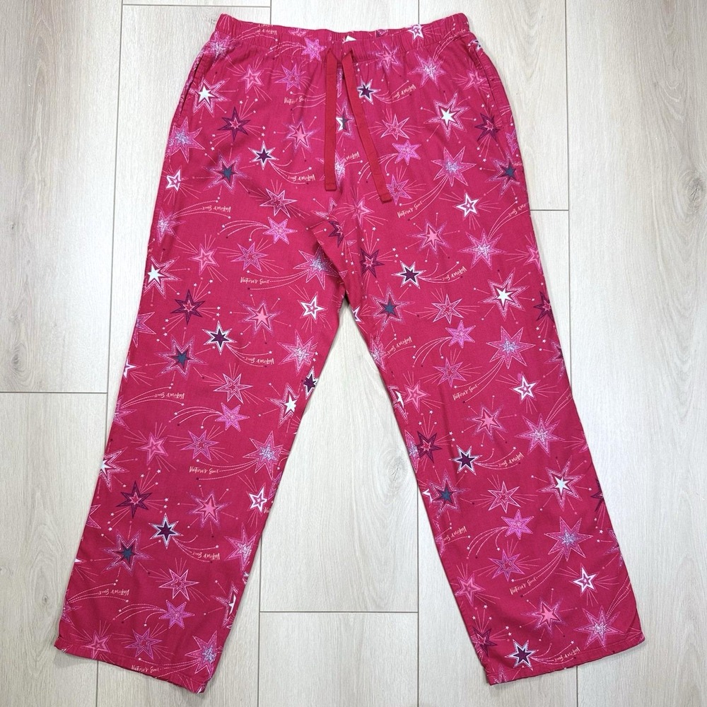 Victoria's Secret Pink Star Print Pajama‎ Pants Medium Red Shooting Stars Lounge